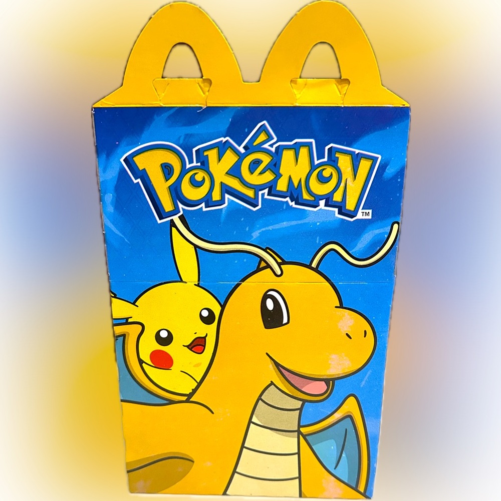 2025 MCDONALDS POKEMON PIKACHU DRAGONITE HAPPY MEAL BOX ONLY BLUE YELLOW PROMO